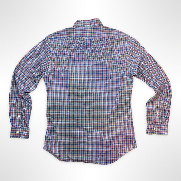 Ralph Lauren Plaid Red Blue Long Sleeve Button Up Shirt Men's Size Medium - Picture 7 of 9